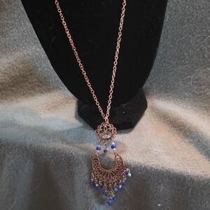 Elegant Blue and Gold Pendant Necklace